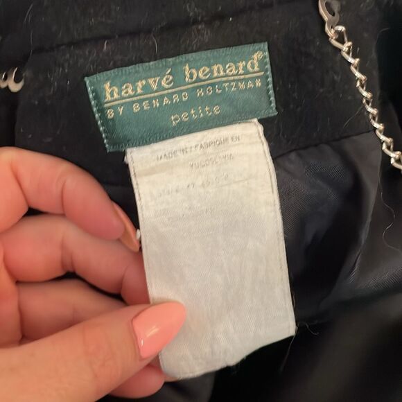 harré benard BENABB HELTZMAN woman’s Black Wool Coat | petite | vintage - Picture 10 of 10